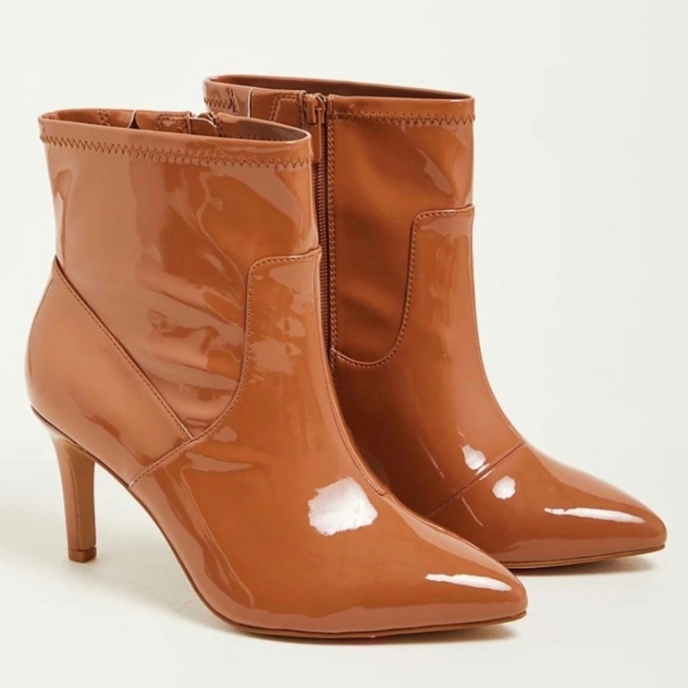 Torrid Brown‎ Patent Leather Pointed Toe Ankle Boots
